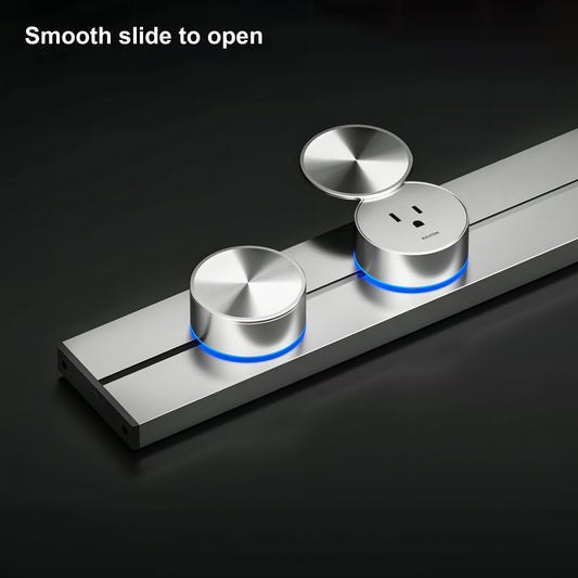 22" Sliding Rail Track Socket Outlet Kit with 3 Adapters, Tamper Resistant, ETL Listed