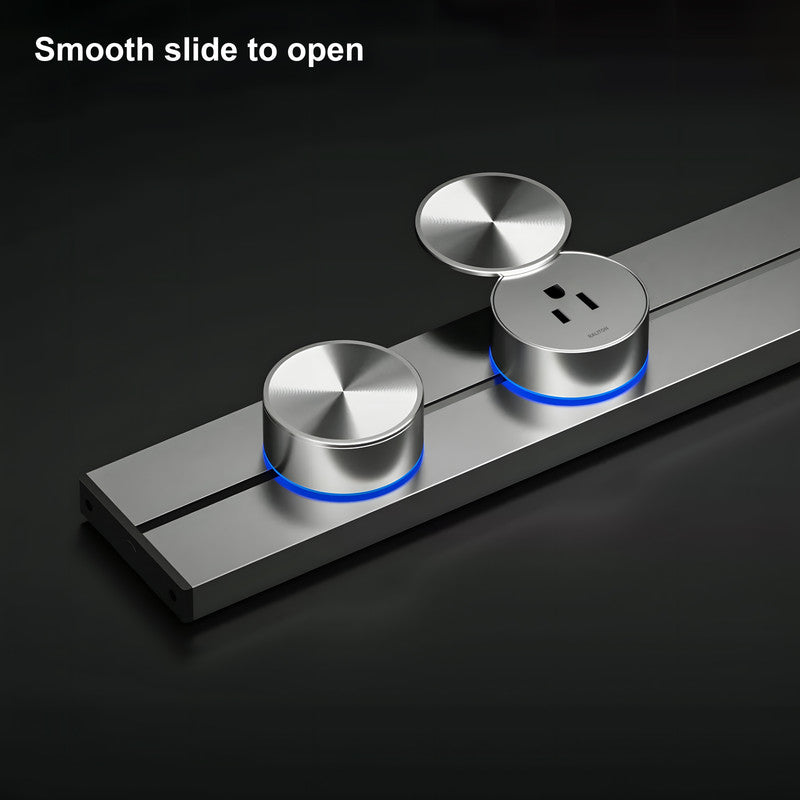 22" Sliding Rail Track Socket Outlet Kit with 3 Adapters, Tamper Resistant, ETL Listed