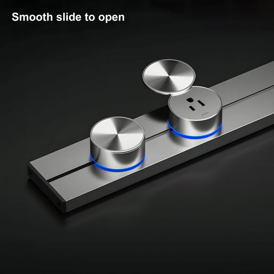 22" Sliding Rail Track Socket Outlet Kit with 3 Adapters, Tamper Resistant, ETL Listed
