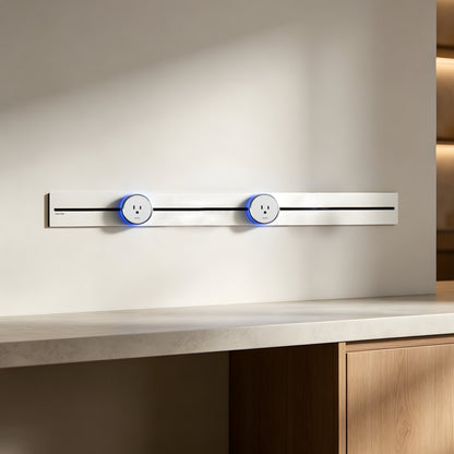 22"/30"/40" Recessed Power Strip, Ultra-Slim Retractable Outlet Rail for Kitchen Island, Cabinet & Desk