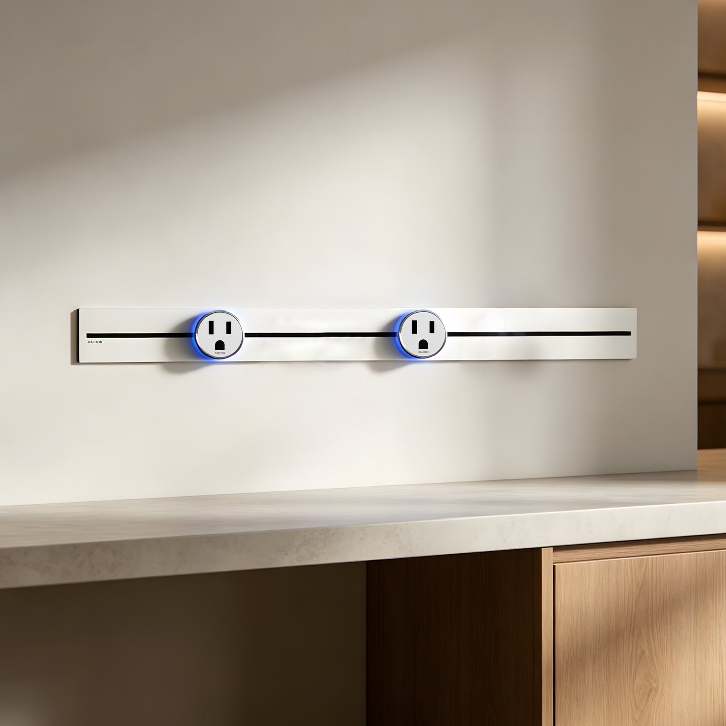 22"/30"/40" Recessed Power Strip, Ultra-Slim Retractable Outlet Rail for Kitchen Island, Cabinet & Desk