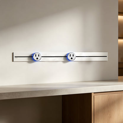 22"/30"/40" Recessed Power Strip, Ultra-Slim Retractable Outlet Rail for Kitchen Island, Cabinet & Desk
