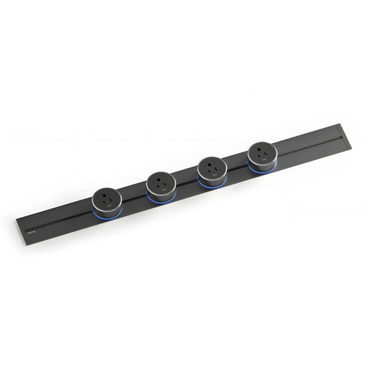22" Track Socket Outlet Kit with 3 Adapters, Tamper Resistant, ETL Listed, for Cabinet & Desk