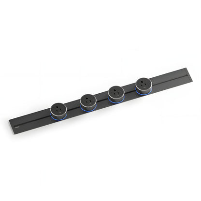 22" Track Socket Outlet Kit with 3 Adapters, Tamper Resistant, ETL Listed, for Cabinet & Desk