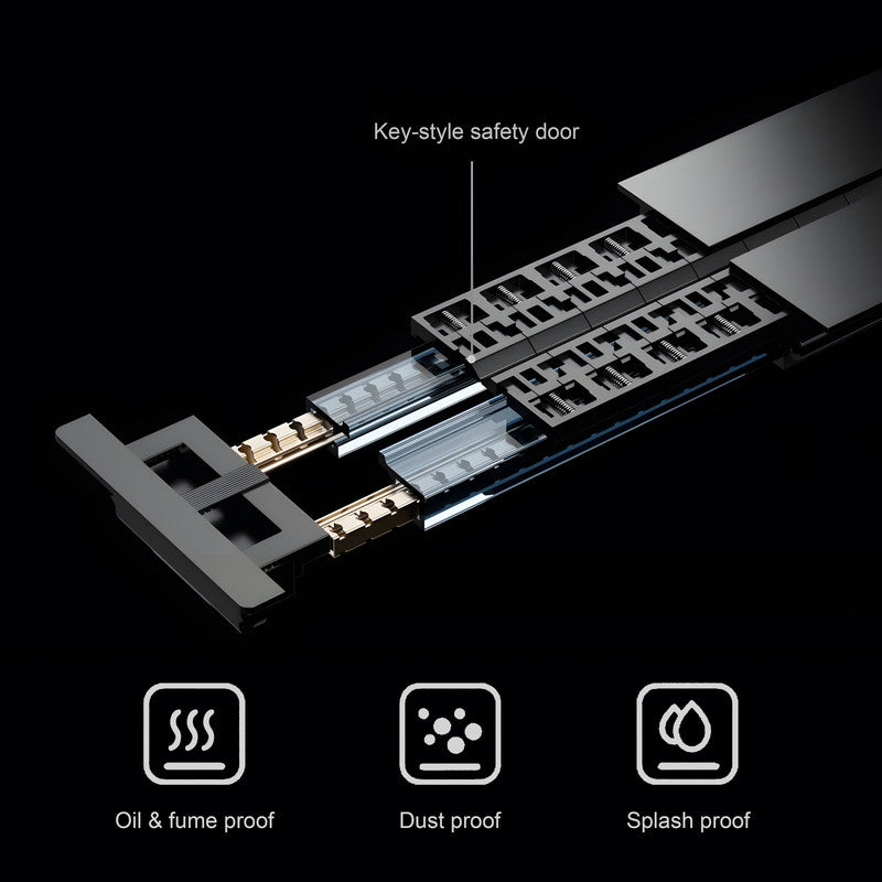 22" Track Socket Outlet Kit with 3 Adapters, Tamper Resistant, ETL Listed, for Cabinet & Desk