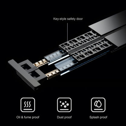22" Track Socket Outlet Kit with 3 Adapters, Tamper Resistant, ETL Listed, for Cabinet & Desk