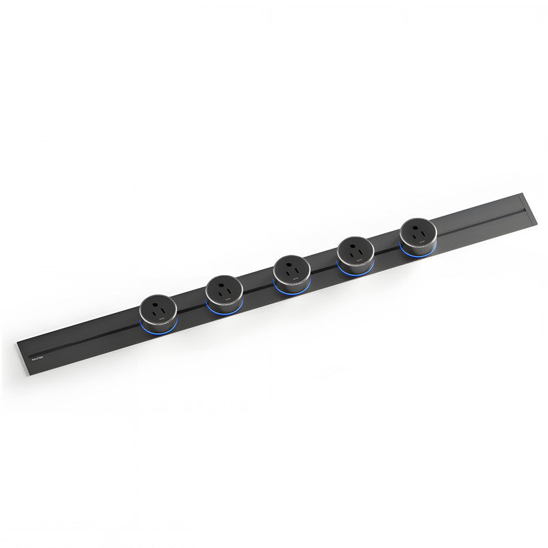 22" Track Socket Outlet Kit with 3 Adapters, Tamper Resistant, ETL Listed, for Cabinet & Desk