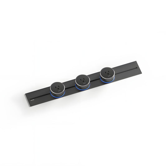 22" Track Socket Outlet Kit with 3 Adapters, Tamper Resistant, ETL Listed, for Cabinet & Desk