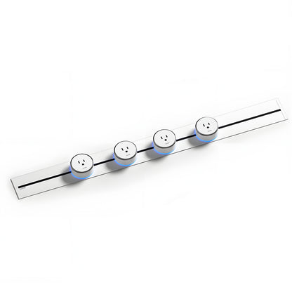 22" Track Socket Outlet Kit with 3 Adapters, Tamper Resistant, ETL Listed, for Cabinet & Desk