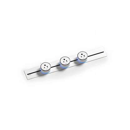22" Track Socket Outlet Kit with 3 Adapters, Tamper Resistant, ETL Listed, for Cabinet & Desk